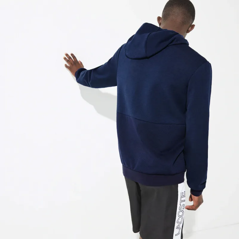 SWEATSHIRT SPORTSUIT ZIPPÉ LACOSTE A EMPIÈCEMENTS EN MESH BLEU MARINE