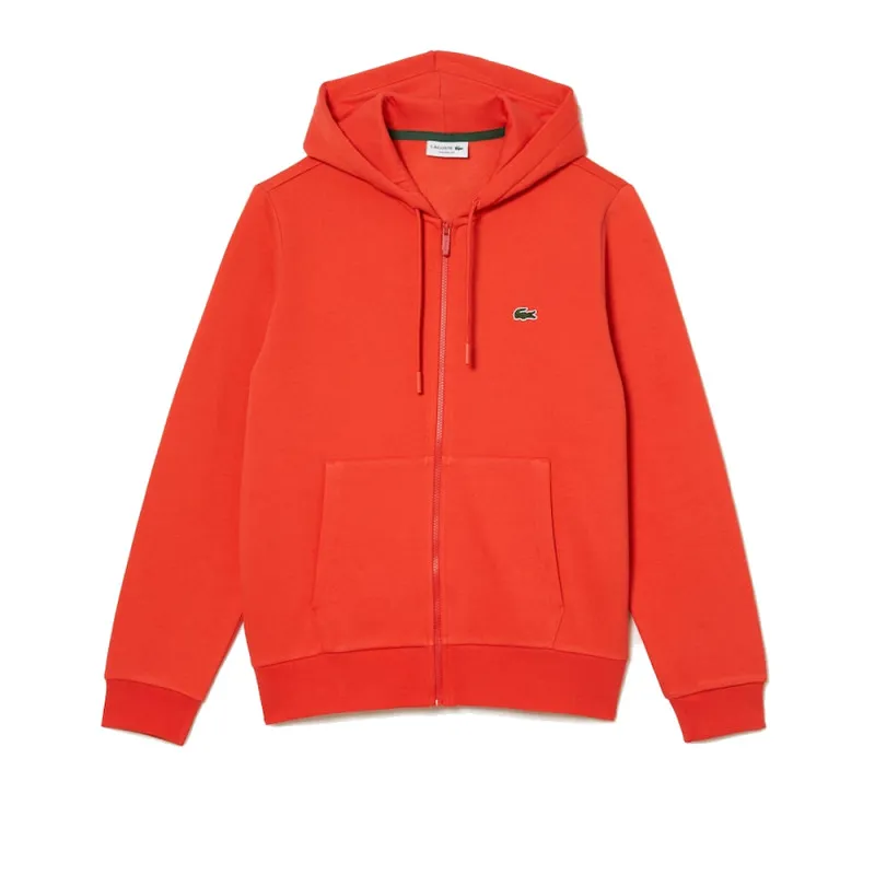 SWEATSHIRT ZIPPÉ À CAPUCHE LACOSTE SPORT AVEC EMPIÈCEMENTS EN MESH ORANGE