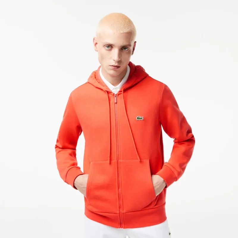 SWEATSHIRT ZIPPÉ À CAPUCHE LACOSTE SPORT AVEC EMPIÈCEMENTS EN MESH ORANGE