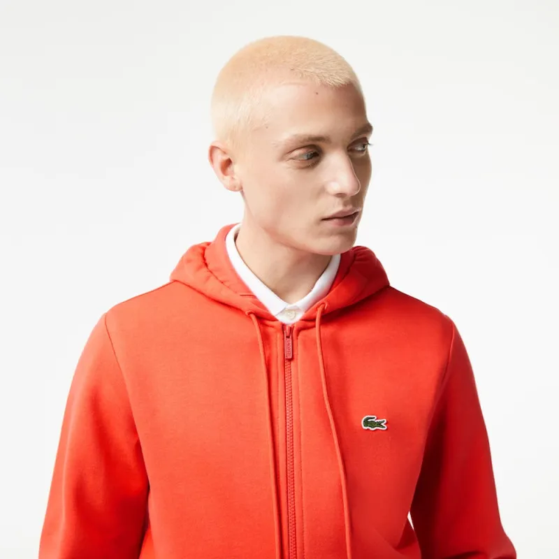 SWEATSHIRT ZIPPÉ À CAPUCHE LACOSTE SPORT AVEC EMPIÈCEMENTS EN MESH ORANGE