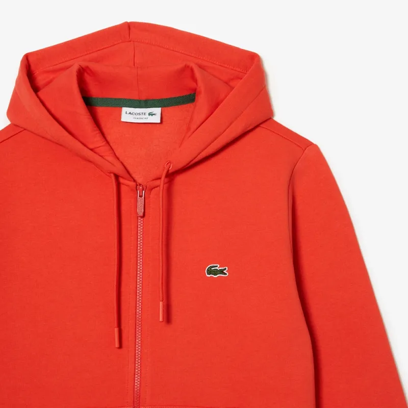 SWEATSHIRT ZIPPÉ À CAPUCHE LACOSTE SPORT AVEC EMPIÈCEMENTS EN MESH ORANGE