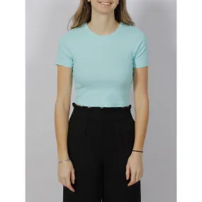 T-shirt crop côtelé florie bleu femme - JJXX | wimod