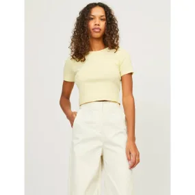 T-shirt crop côtelé florie jaune femme - JJXX | wimod