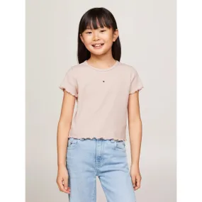 T-shirt essential côtelé rose fille - Tommy Hilfiger | wimod