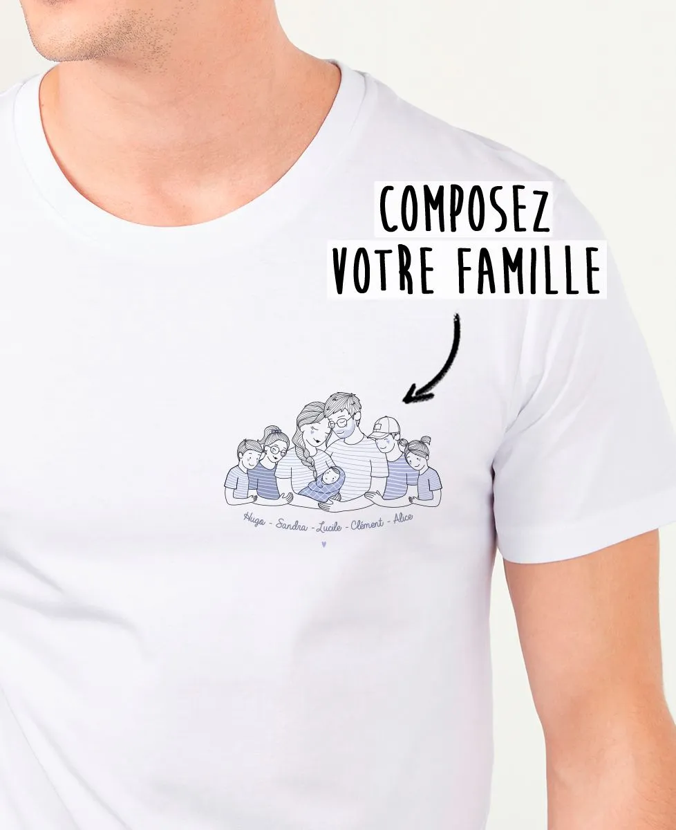 T-Shirt homme Famille câlin personnalisé