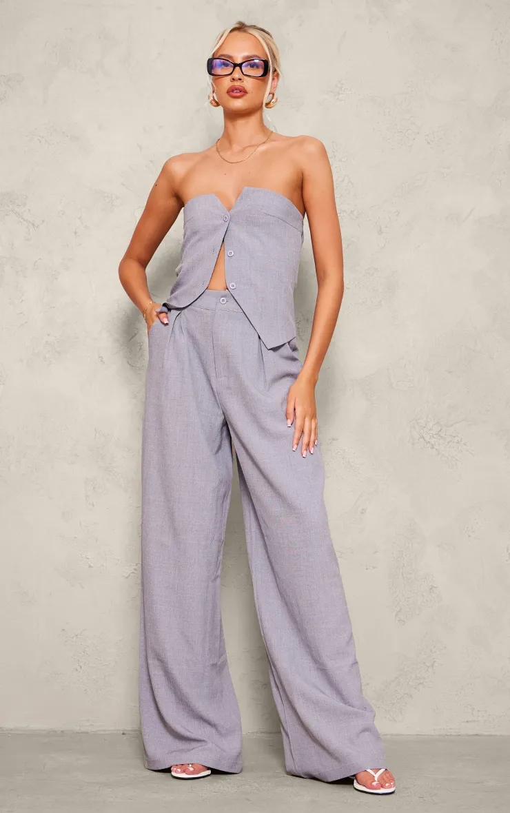 Tall Pantalon de tailleur large tissé gris