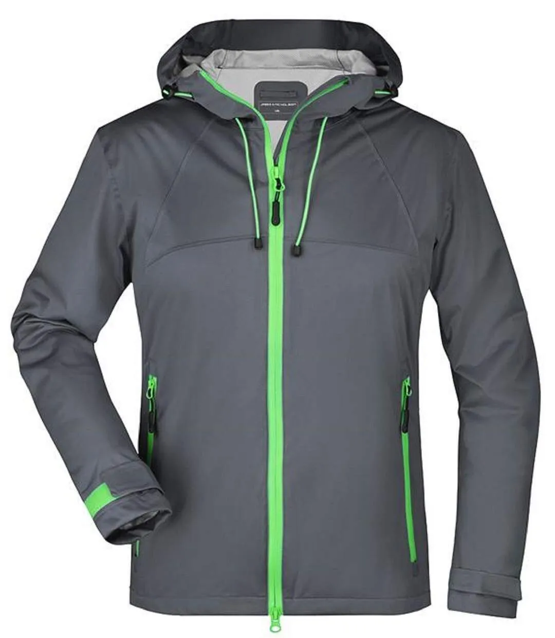 Veste softshell à capuche - Femme - JN1097 - gris fer et vert