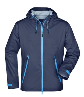 Veste softshell à capuche - Homme - JN1098 - bleu marine et cobalt