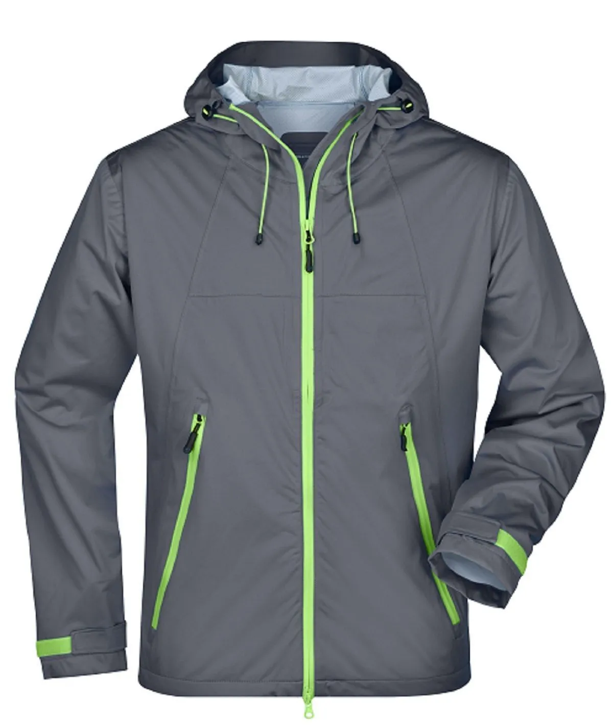 Veste softshell à capuche - Homme - JN1098 - gris fer et vert 