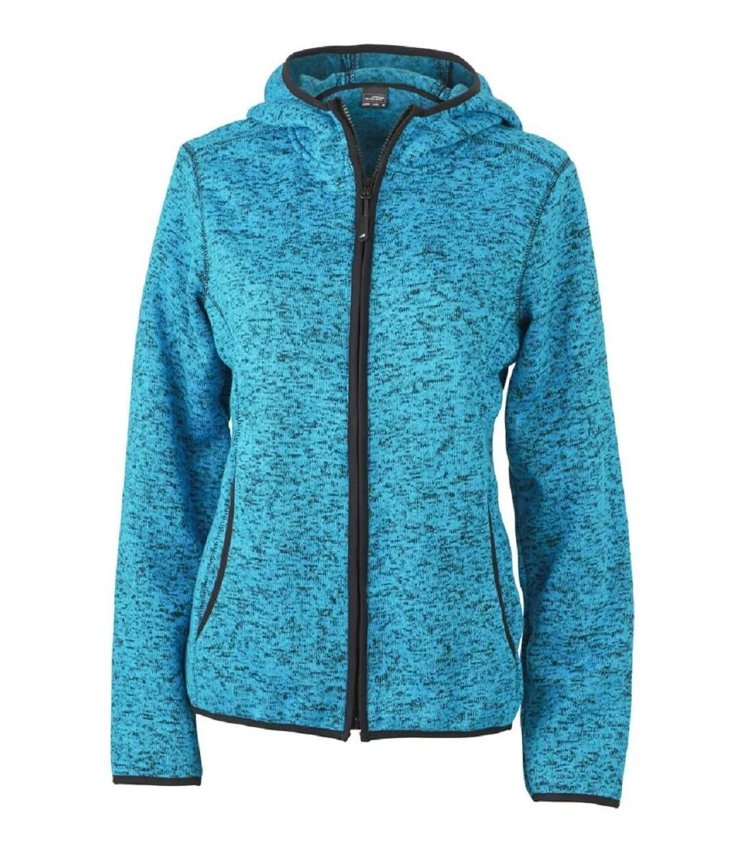 Veste tricot polaire à capuche FEMME- JN588 - bleu clair chiné