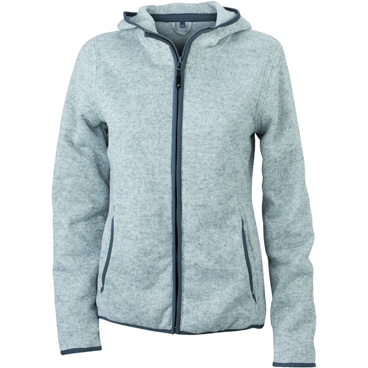 Veste tricot polaire à capuche FEMME- JN588 - gris clair chiné 