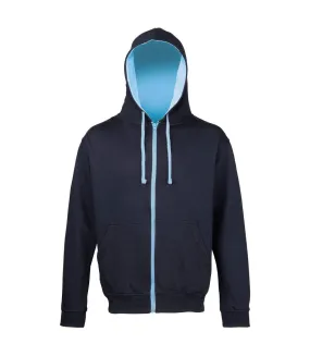 Veste zippée à capuche unisexe - JH053 - bleu marine et bleu clair