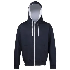 Veste zippée à capuche unisexe - JH053 - bleu marine et gris chiné 