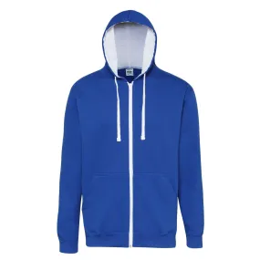 Veste zippée à capuche unisexe - JH053 - bleu roi et blanc 