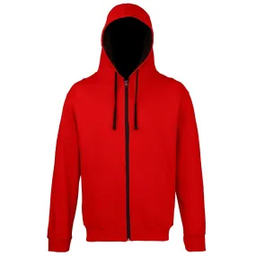 Veste zippée à capuche unisexe - JH053 - rouge et noir 