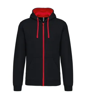 Veste à capuche contrastée - Homme - K466 - noir et rouge