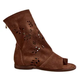 Zazoo 3437 Sandales en daim pour femme avec tige zippée, marron brun